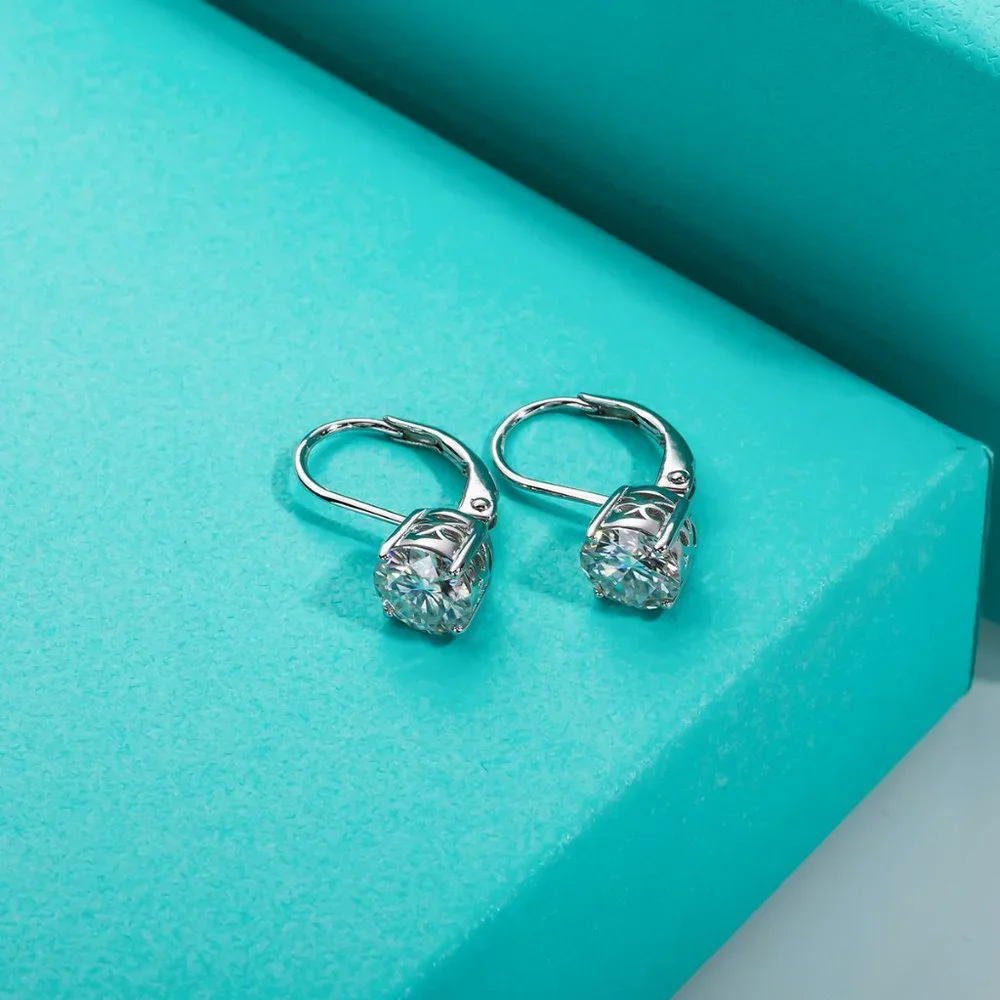 Certified 2ct. t.w. Moissanite Diamond Dangle Drop Earrings NEW - Picture 7 of 11